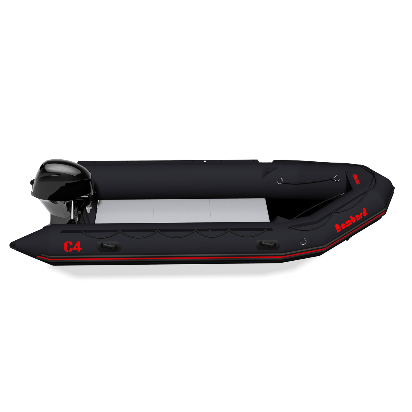 Bombard Commando C4 - rubberboot met aluminium vlonderdelen deelbare houten kiel