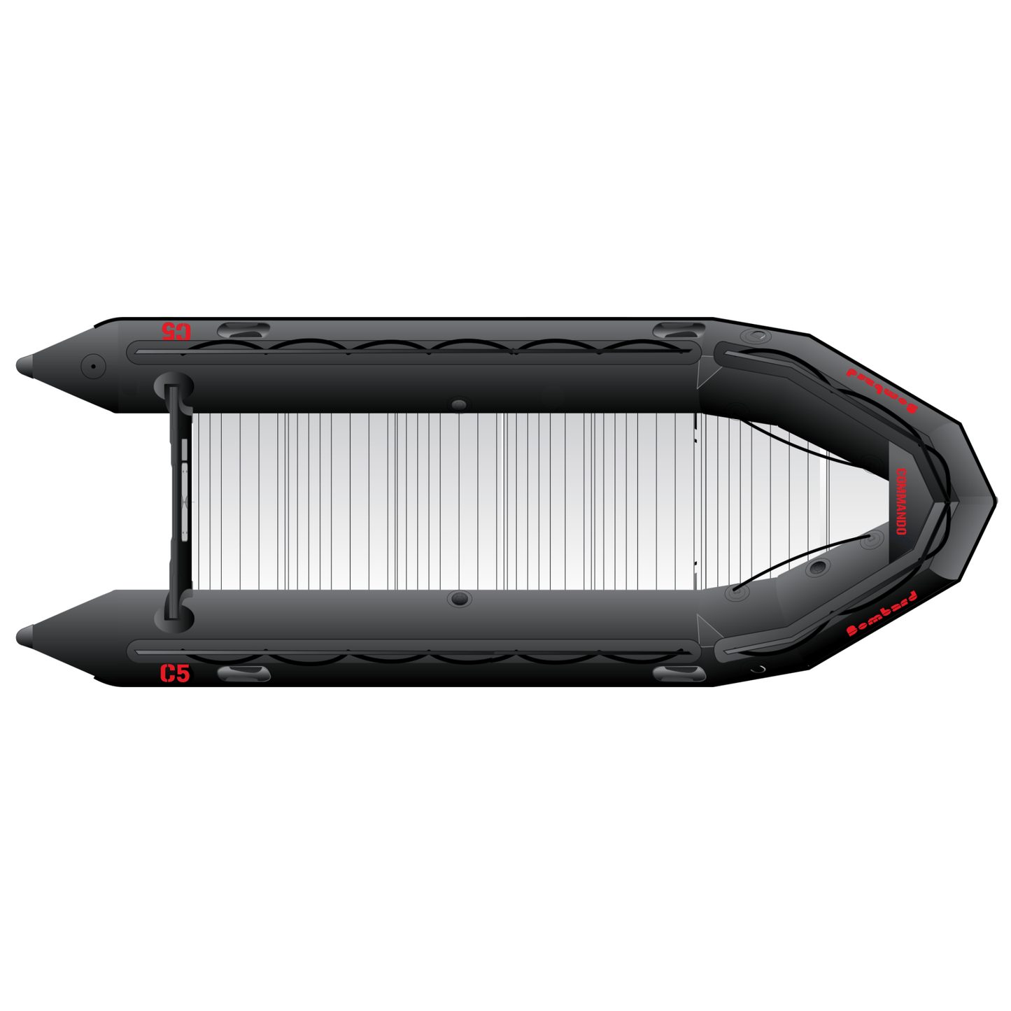 Bombard Commando C5 rubberboot met aluminium vlonderdelen en deelbare houten kiel