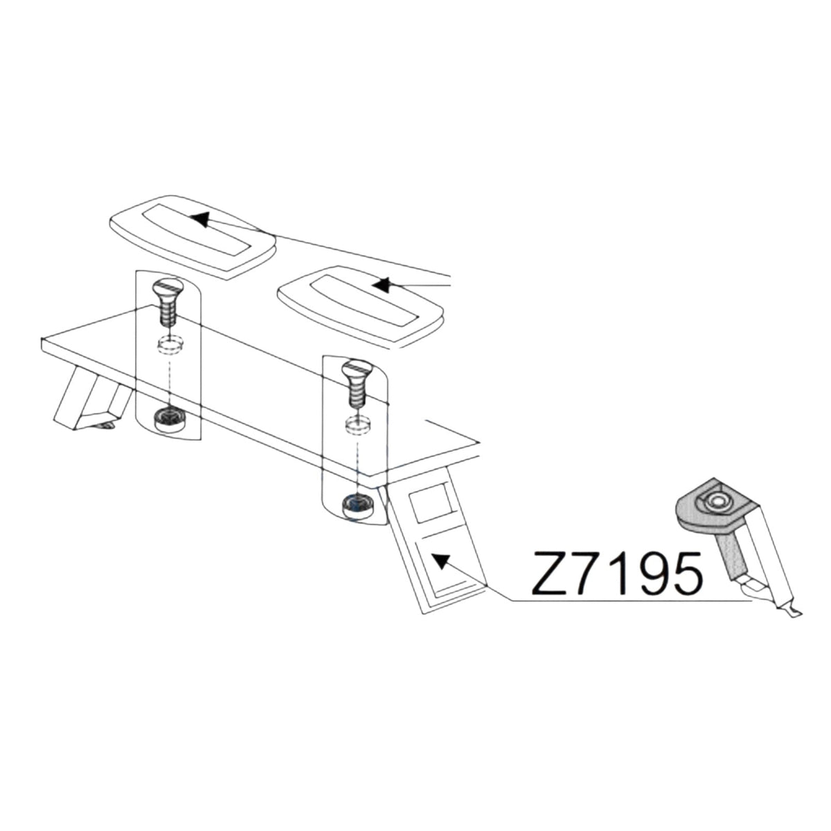 Zodiac Online Shop Z60213 bankbevestigingskit met aluminium steunen en montagetekening voor Zodiac en Bombard rubberboten
